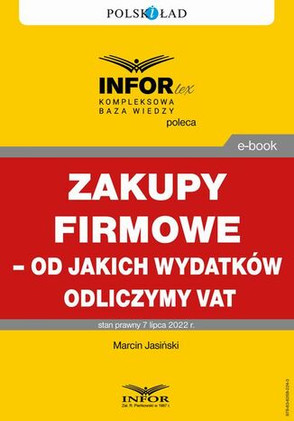 Zakupy firmowe  od jakich wydatków odliczymy VAT Marcin Jasiński - okładka ebooka