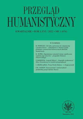 Przegld Humanistyczny 2022/1 (476) Tomasz Wjcik - okadka ebooka