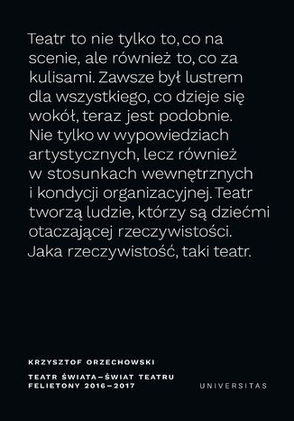Teatr wiata - wiat teatru. Felietony 2016-2017 Krzysztof Orzechowski - okadka audiobooka MP3