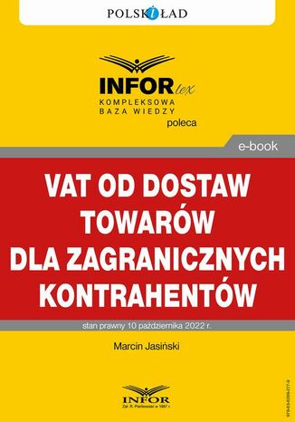 VAT od dostaw towarw dla zagranicznych podatnikw Marcin Jasiski - okadka ebooka