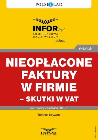Nieopacone faktury w firmie  skutki w VAT Tomasz Krywan - okadka ebooka