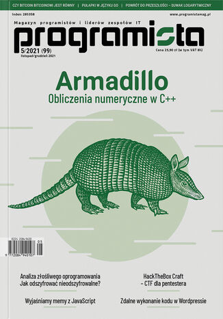 Programista nr 99. Obliczenia numeryczne w C++ przy uyciu biblioteki Armadillo Magazyn Programista - okadka ebooka