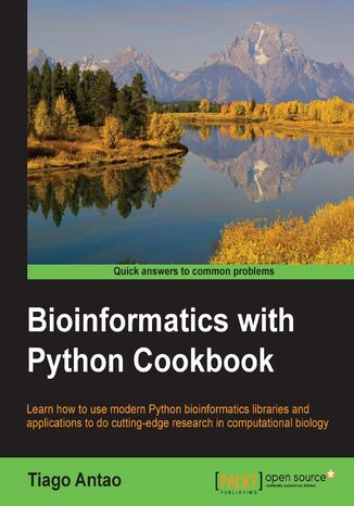 Okładka:Bioinformatics with Python Cookbook. Learn how to use modern Python bioinformatics libraries and applications to do cutting-edge research in computational biology 
