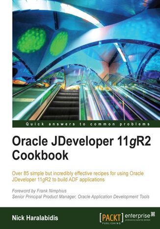 Okładka:Oracle JDeveloper 11gR2 Cookbook. Using JDeveloper to build ADF applications is a lot more straightforward when you learn through practical recipes. This book has over 85 of them to take you beyond the basics and raise your knowledge to a new level 