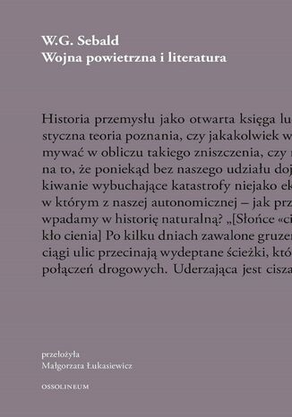 Wojna powietrzna i literatura W. G. Sebald - okadka ebooka