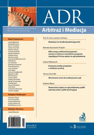 ADR Arbitra i Mediacja - kwartalnik - numer 3/2010 Opracowanie zbiorowe - okadka ebooka