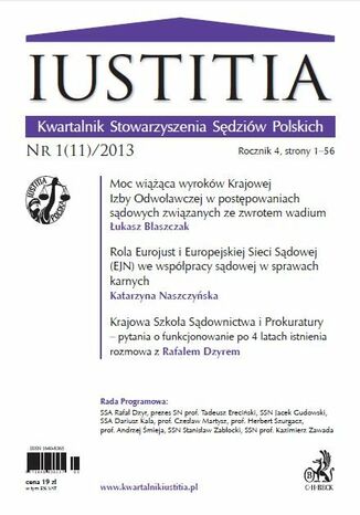 Iustitia. Kwartalnik Stowarzyszenia Sdziw Polskich Nr 1(11)/2013 Krystian Markiewicz - okadka ebooka