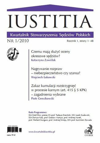 Iustitia. Kwartalnik Stowarzyszenia Sdziw Polskich Nr 1/2010 Krystian Markiewicz - okadka ebooka