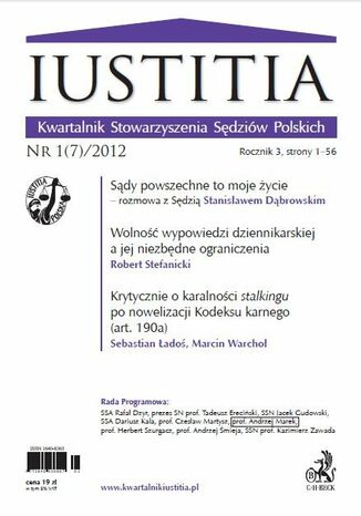Iustitia. Kwartalnik Stowarzyszenia Sędziów Polskich Nr 1(7)/2012
