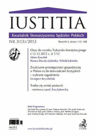 Iustitia. Kwartalnik Stowarzyszenia Sędziów Polskich Nr 3(13)/2013