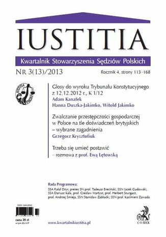 Iustitia. Kwartalnik Stowarzyszenia Sdziw Polskich Nr 3(13)/2013 Krystian Markiewicz - okadka ebooka