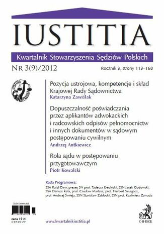Iustitia. Kwartalnik Stowarzyszenia Sdziw Polskich Nr 3(9)/2012 Krystian Markiewicz - okadka ebooka
