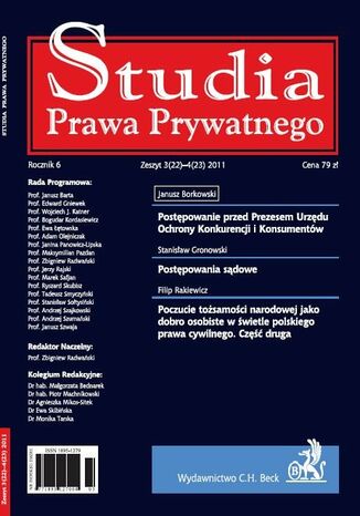 Studia Prawa Prywatnego. Zeszyt 3-4/2011