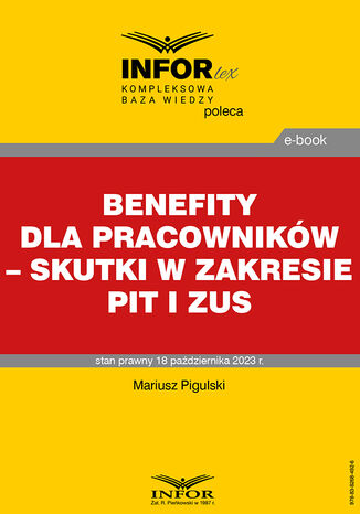 Benefity dla pracownikw - skutki w zakresie PIT i ZUS Mariusz Pigulski - okadka ebooka