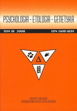 Okładka:Psychologia-Etologia-Genetyka nr 18/2008 