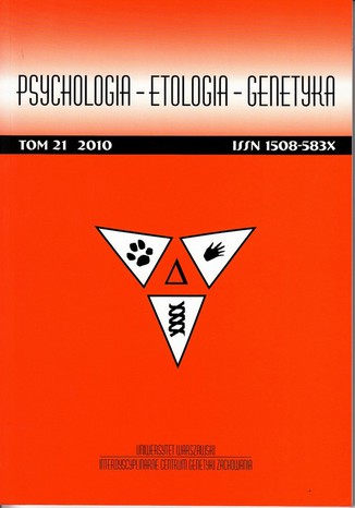 Okładka:Psychologia-Etologia-Genetyka nr 21/2010 