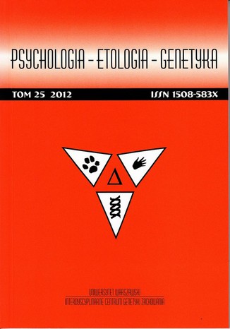 Psychologia-Etologia-Genetyka nr 25/2012 Wodzimierz Oniszczenko - okadka audiobooks CD