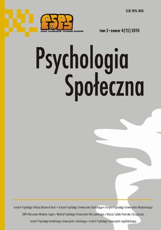 Psychologia Spoeczna nr 4(15)/2010 Maria Lewicka - okadka ebooka