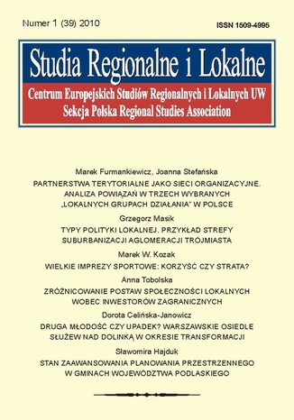 Studia Regionalne i Lokalne nr 1(39)/2010 Grzegorz Gorzelak - okadka ebooka