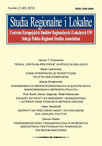 Studia Regionalne i Lokalne nr 2(40)/2010 Grzegorz Gorzelak - okadka ksiki