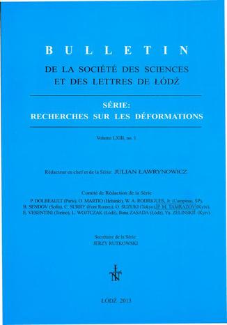 Okładka:Bulletin de la Société des sciences et des lettres de Łódź, Série: Recherches sur les déformations t. 63 z. 1 