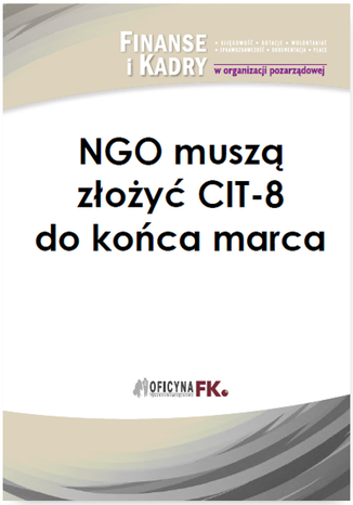Okładka książki/ebooka NGO muszą złożyć CIT-8 do końca marca