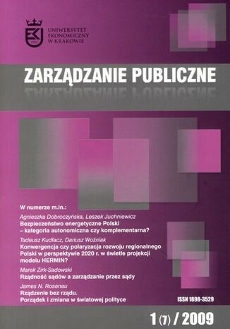 Okładka książki/ebooka Zarządzanie Publiczne nr 1(7)/2009