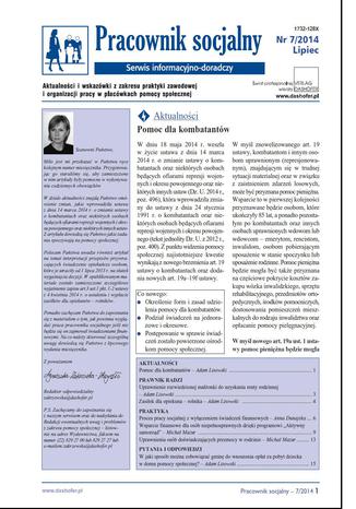 Okładka książki/ebooka Pracownik socjalny nr 7/2014