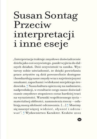 Okładka: Przeciw interpretacji i inne eseje