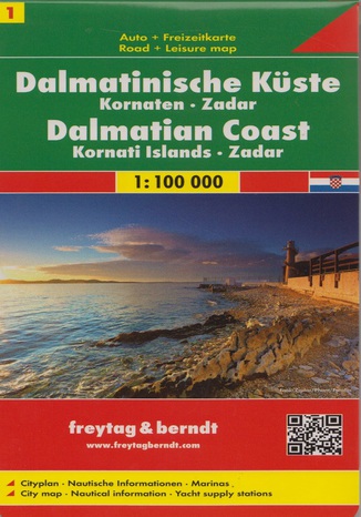 Okładka książki Wybrzeże Dalmatyńskie cz.1 Kornaten Zadar. Mapa Freytag & Berndt / 1:100 000