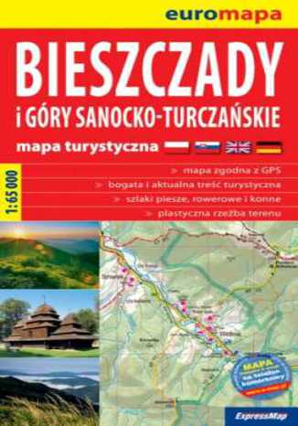 Okładka: Bieszczady i Góry Sanocko-Turczańskie. Mapa ExpressMap / 1:65 000