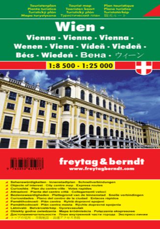 Okładka: Wiedeń mapa turystyczna 1:8 500 - 1:25 000 Freytag & Berndt