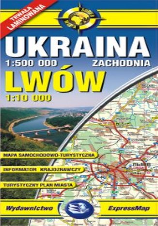 Okładka: Ukraina Zachodnia, Lwów. Mapa laminowana
