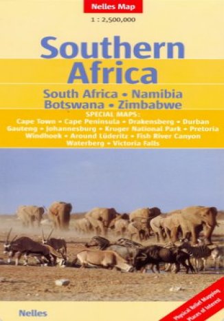 Okładka: Afryka Południowa. RPA, Namibia, Botswana, Zimbabwe. Mapa