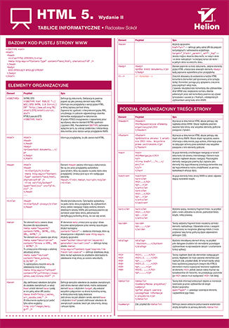 Okładka:Tablice informatyczne. HTML 5. Wydanie II 