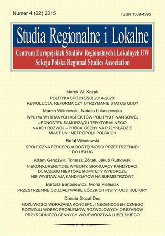 Studia Regionalne i Lokalne nr 4(62)/2015 Grzegorz Gorzelak - okladka książki
