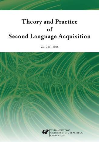 "Theory and Practice of Second Language Acquisition" 2016. Vol. 2 (1) red. Danuta Gabryś-Barker, Adam Wojtaszek - okladka książki