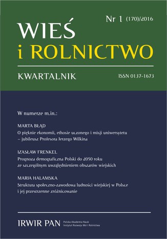 Wieś i Rolnictwo nr 1 (170)/2016 Praca zbiorowa - okladka książki