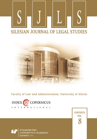 Silesian Journal of Legal Studies. Vol. 8 red. Joanna Nowakowska-Małusecka - okladka książki