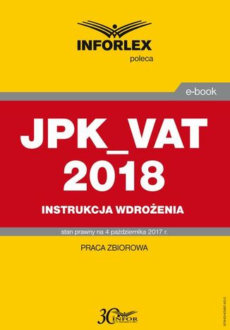 JPK_VAT 2018 Instrukcja wdrożenia Infor Pl - okladka książki
