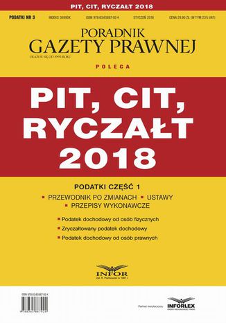PIT, CIT, ryczałt 2018. Podatki część 1 Infor Pl - okladka książki