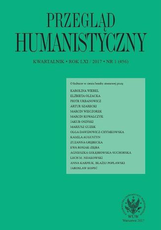 Przegląd Humanistyczny 2017/1 (456) Roman Chymkowski, Zuzanna Grębecka - okladka książki