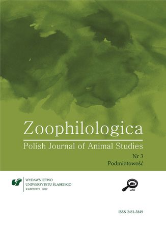 "Zoophilologica. Polish Journal of Animal Studies" 2017, nr 3: Podmiotowość red. Dariusz Gzyra, Justyna Tymieniecka-Suchanek - okladka książki