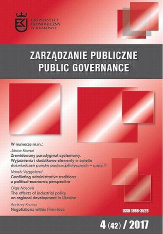 Zarządzanie Publiczne nr 4(42)/2017 Andrzej Kozina, Janos Kornai, Noralv Veggeland, Marcin Kocór, Marcin Kautsch, Anna Doś, Olga Nosova - okladka książki