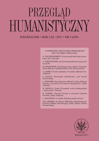 Przegląd Humanistyczny 2017/4 (459) Łukasz Książyk, Eliza Kącka - okladka książki