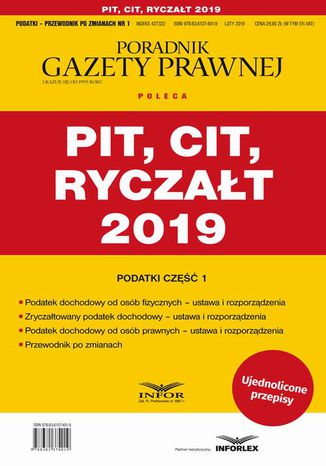 PIT CIT Ryczałt 2019 Praca zbiorowa - okladka książki