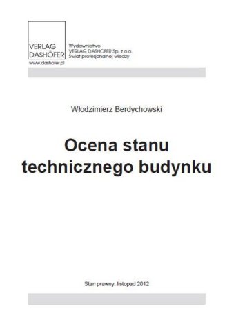 Ocena stanu technicznego budynku Włodzimierz Berdychowski - okladka książki
