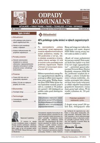 Odpady komunalne nr 7/2014 Zespół autorów - specjalistów w zakresie gospodarki odpadami komunalnymi, prawa i technologii - okladka książki