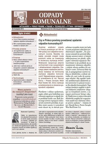 Odpady komunalne nr.8/2014r Zespół autorów - specjalistów w zakresie gospodarki odpadami komunalnymi, prawa i technologii - okladka książki