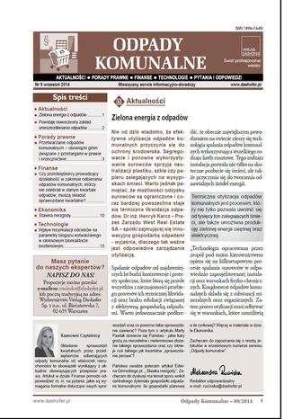 Odpady komunalne on-line 9/2014 Zespół autorów - specjalistów w zakresie gospodarki odpadami komunalnymi, prawa i technologii - okladka książki